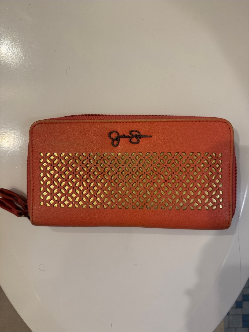 Jessica Simpson Zip Wallet with Gold Accent Panel